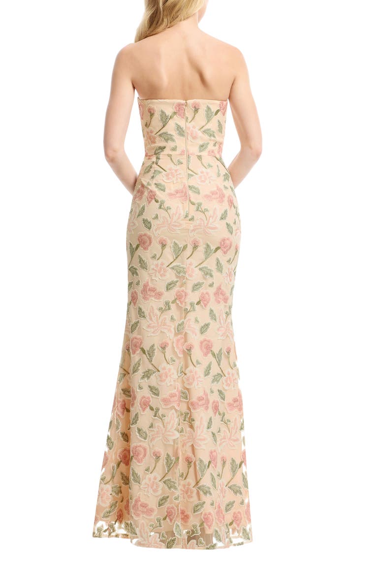 Sheridan Floral Appliqué Strapless Column Dress, Alternate, color, BLUSH MULTI