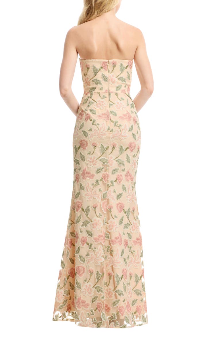 Dress the Population Sheridan Floral Appliqué Strapless Column Dress, Alternate, color, 