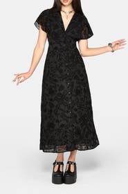 Disturbia Sanct Flocked Chiffon Midi Dress