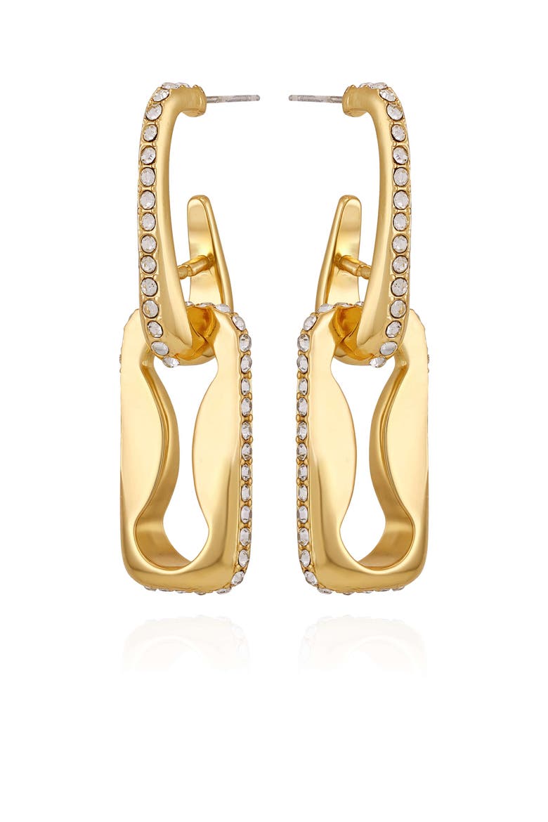 Interlocking Link Earrings with Crystal Pavé, Alternate, color, 14K Gold Plated