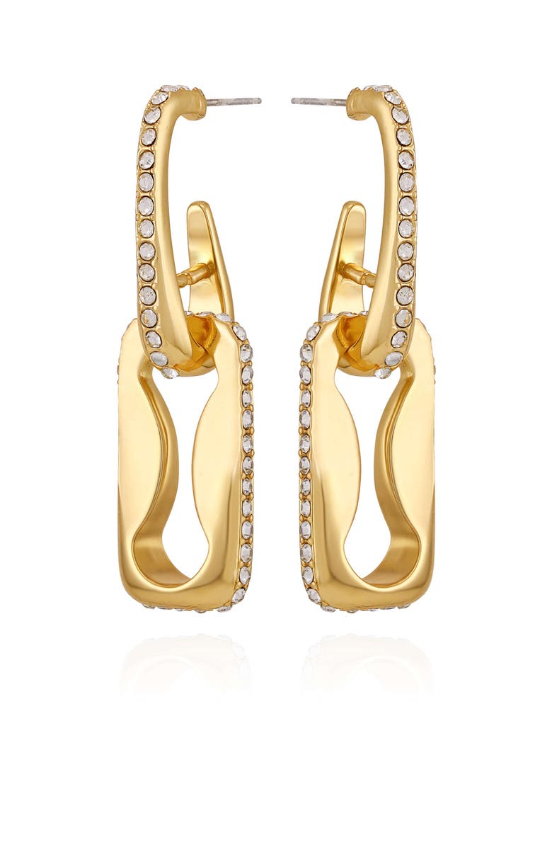 Vince Camuto Interlocking Link Earrings with Crystal Pavé, Alternate, color, 14K Gold Plated