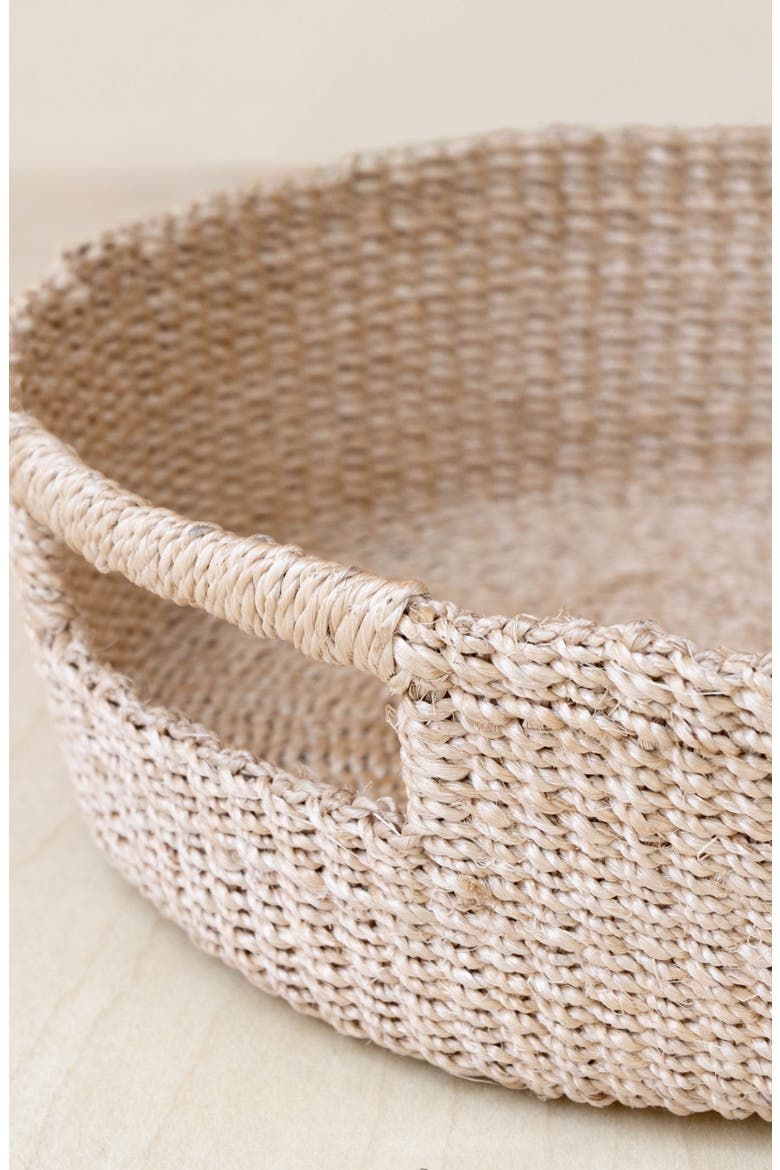 Round Tray with Cutout Handles, Alternate, color, Natural