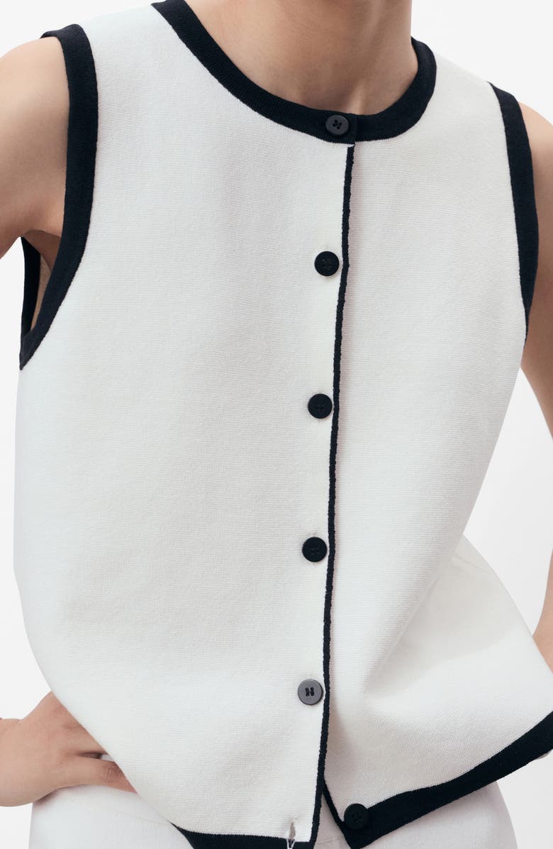 MANGO Tipped Sweater Vest, Alternate, color, Ecru