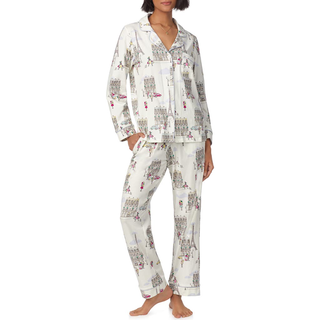 Bedhead Pajamas Print Stretch Organic Cotton Jersey Long Pajamas In White