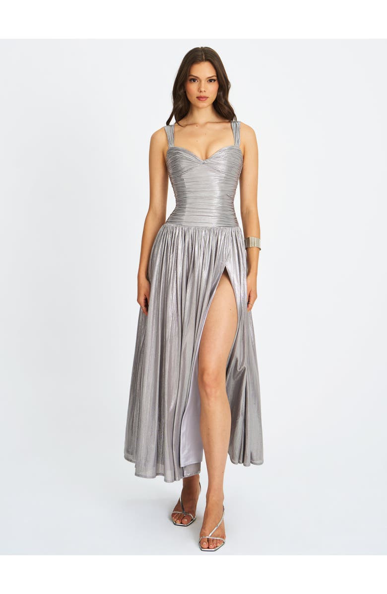 Miss Circle Palmer Glitter Drop Waist Maxi Dress, Alternate, color, Silver