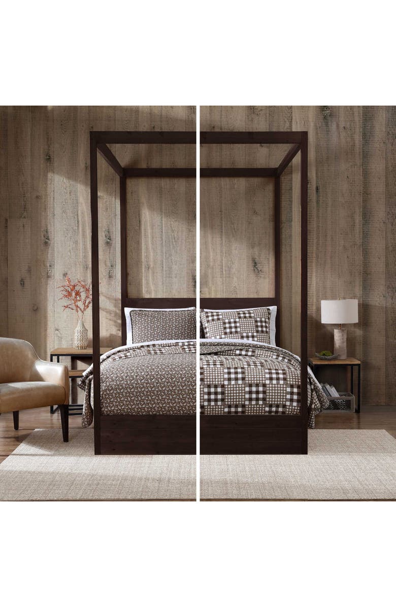 Eddie Bauer Gingham Patchwork Reversible Quilt Set, Alternate, color, White/ Brown