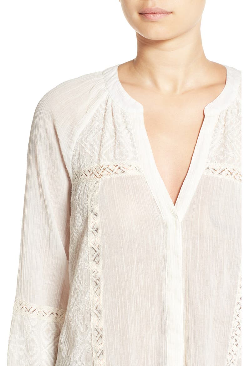 'Deandra' Embroidered Cotton Top, Alternate, color, BLANC