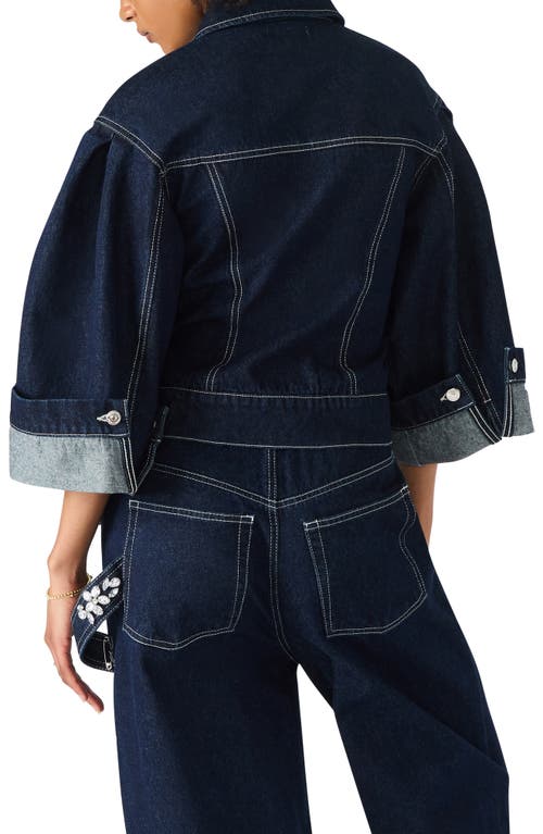 Steve Madden Dorothy Rhinestone Detail Denim Jacket In Blue