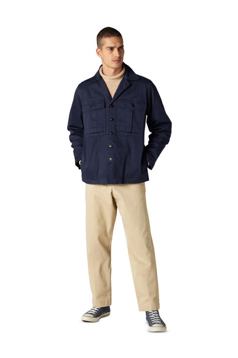 Solomon Herringbone Cotton Overshirt, Alternate, color, Indigo Rinse