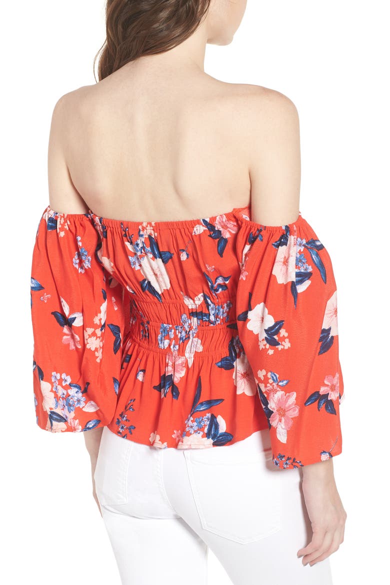 Barr Off the Shoulder Blouse, Alternate, color, POPPY RED