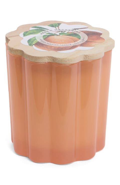 Peach Nectarine Milkglass Flower Candle
