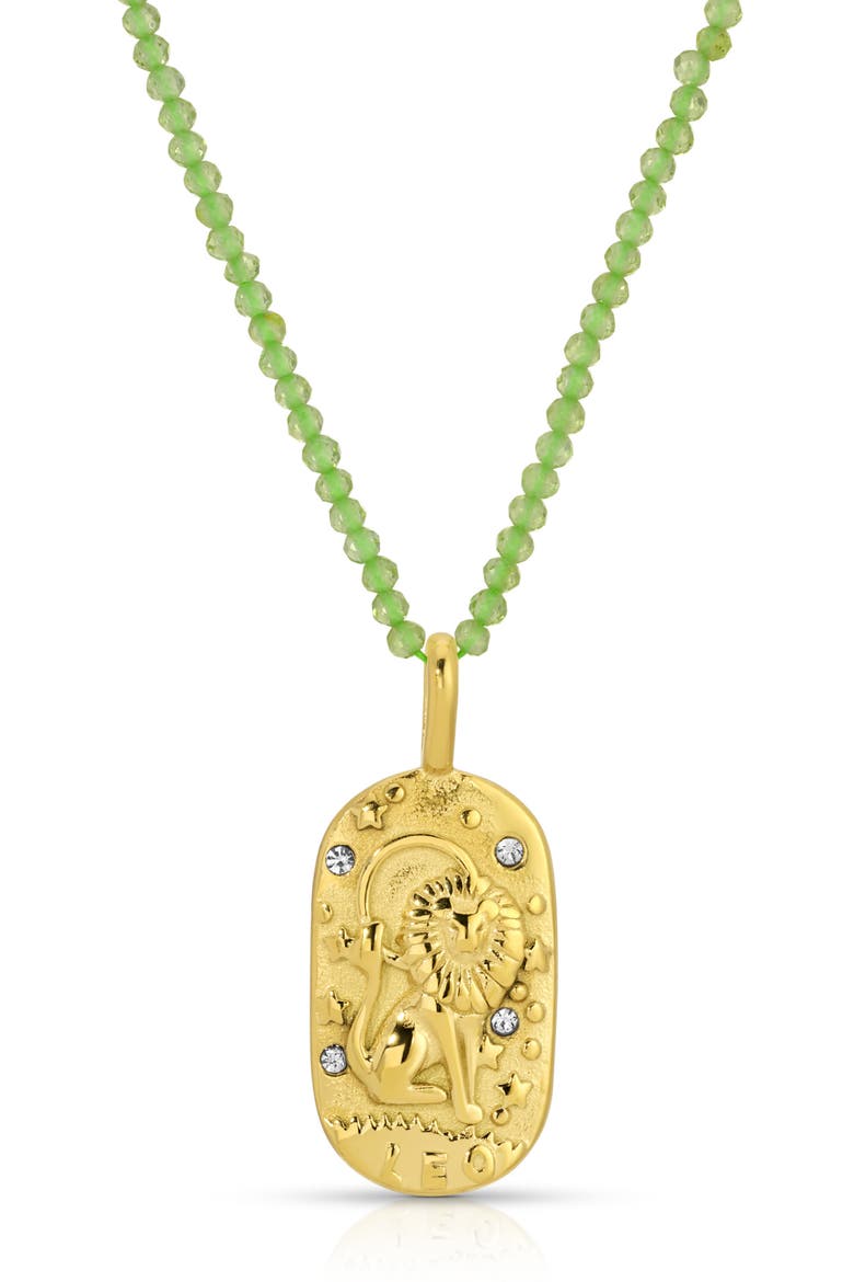 Sunrise Zodiac Pendant Necklace, Main, color, GOLD/LIGHT GREEN LEO