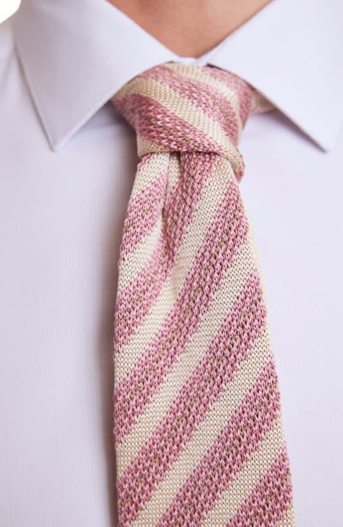 Paisley & Gray Stanley Stripe Knit Tie In Pink