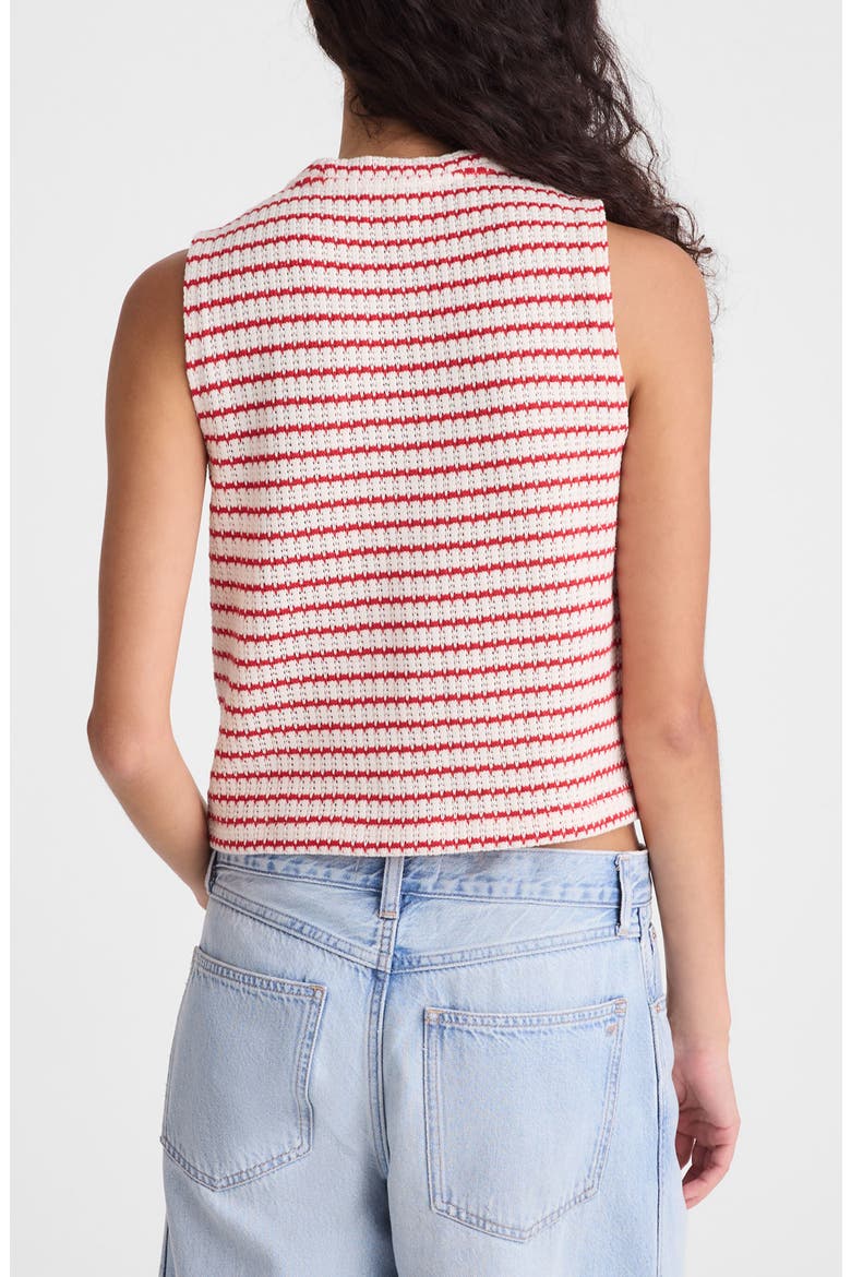 Textured Knit Button Front Shell Top, Alternate, color, TUCK STITCH STRIPE