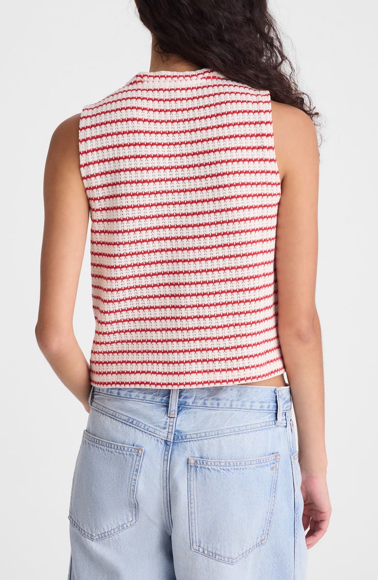 Madewell Textured Knit Button Front Shell Top, Alternate, color, Tuck Stitch Stripe