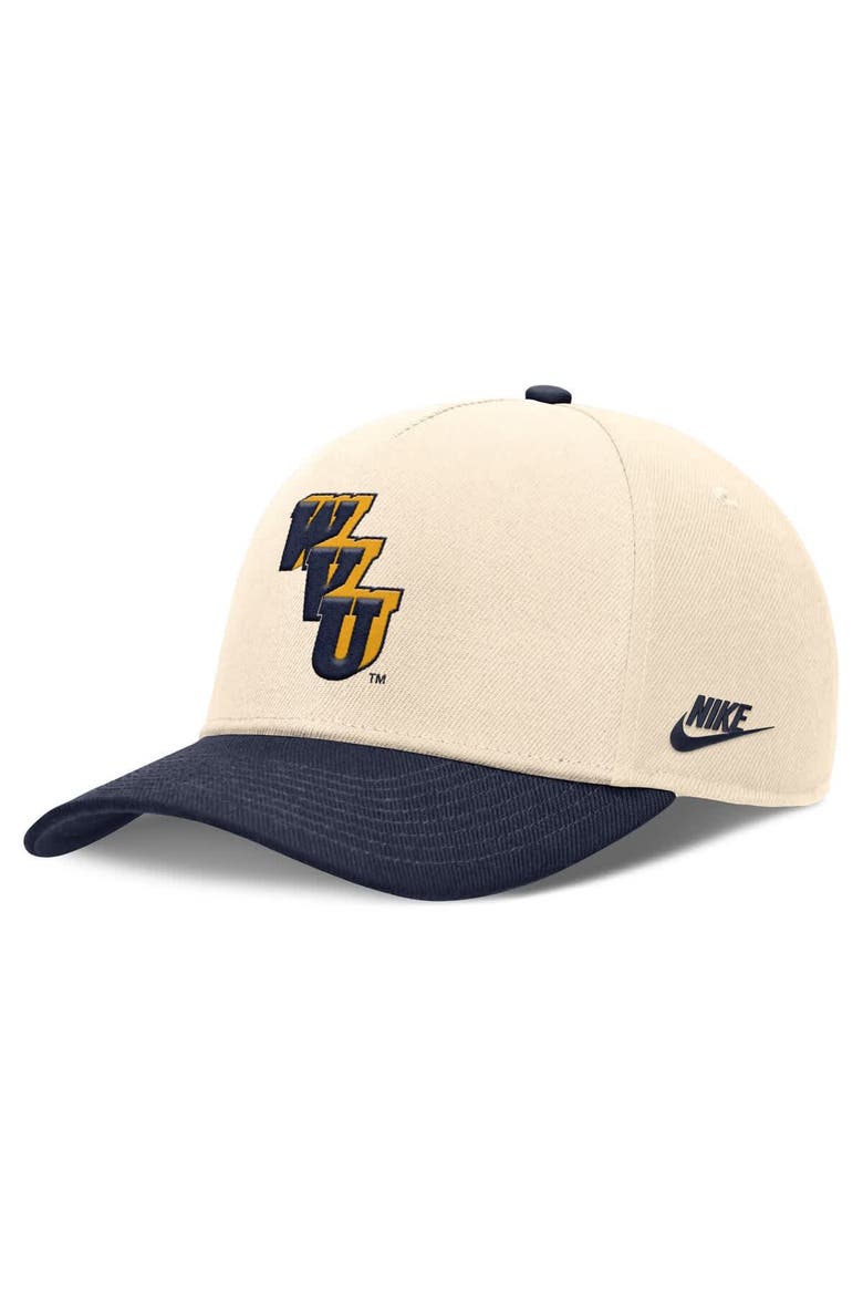 Men's Nike Natural/Navy West Virginia Mountaineers Academic Rise Dri-FIT Adjustable Hat, Alternate, color, Natural