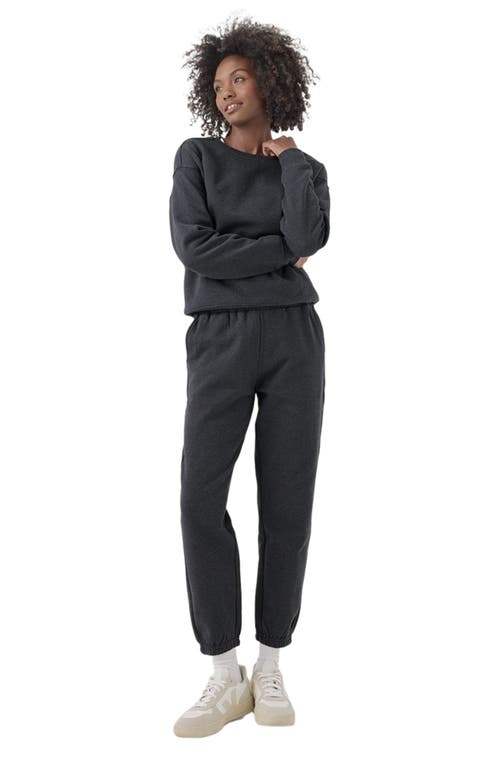 Pact Organic Brushed Fleece Crew Sweatshirt In Blue