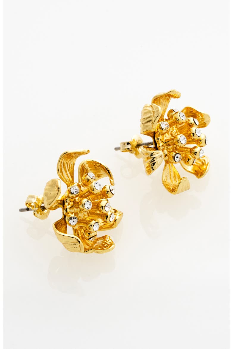 Futura Furled Flower Stud Earrings, Alternate, color, METALLIC GOLD