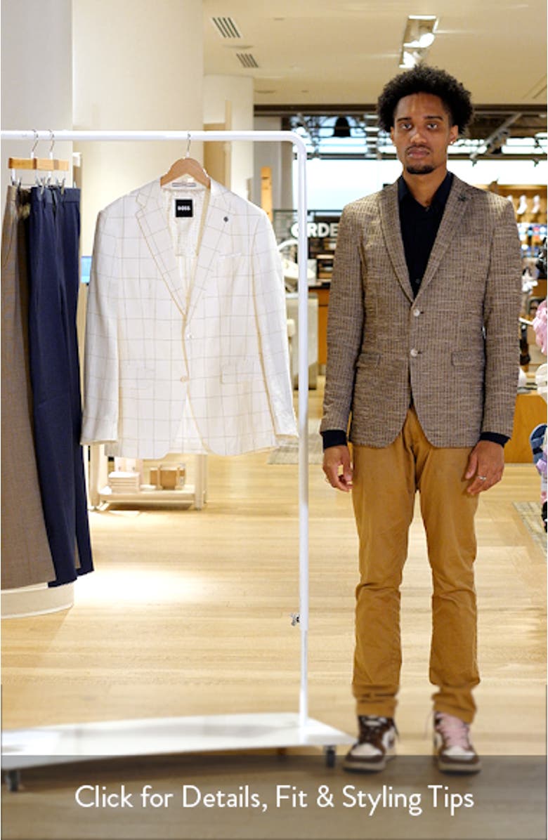 Hutson Slim Fit Windowpane Check Linen Blend Sport Coat, sales video thumbnail