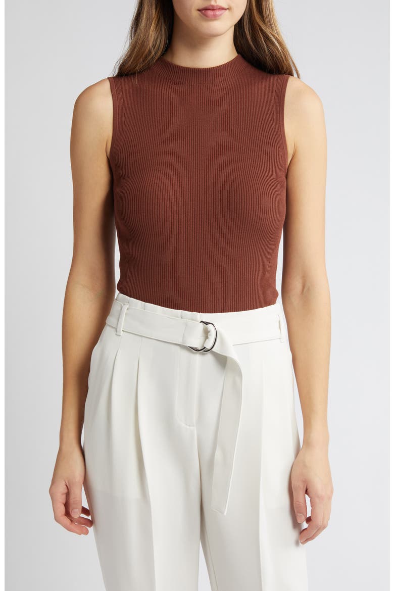Feskies Rib Funnel Neck Sleeveless Sweater, Main, color, RUST/COPPR