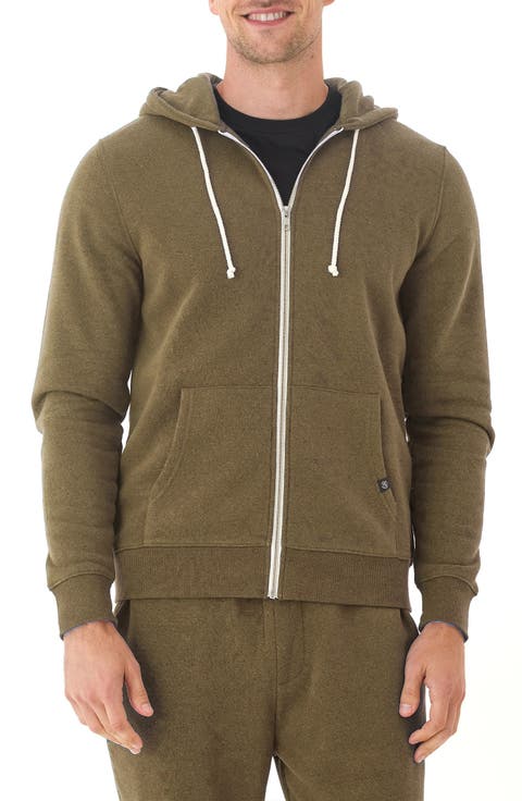 Trim Fit Heathered Fleece Zip Hoodie