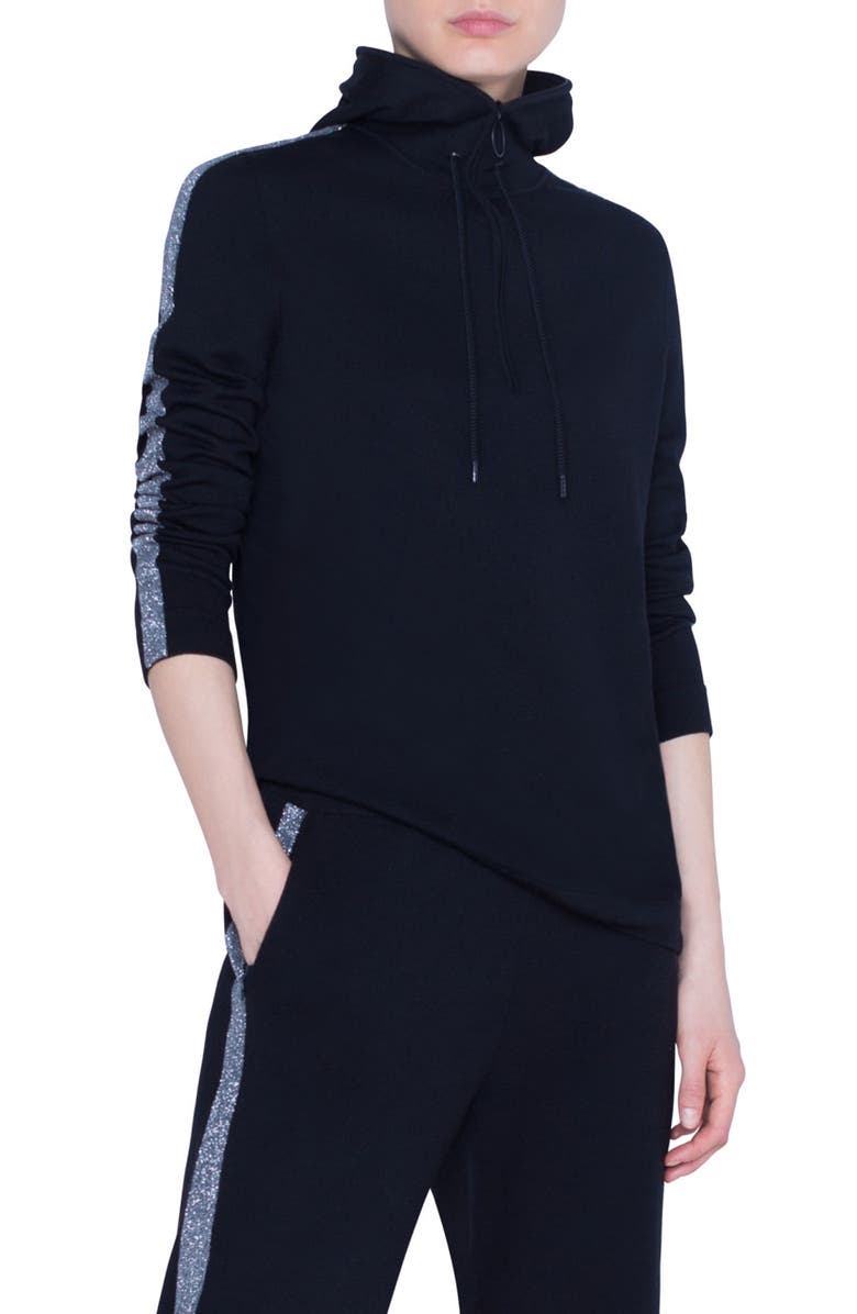 Akris punto Metallic Tuxedo Stripe Wool Sweater, Alternate, color, 