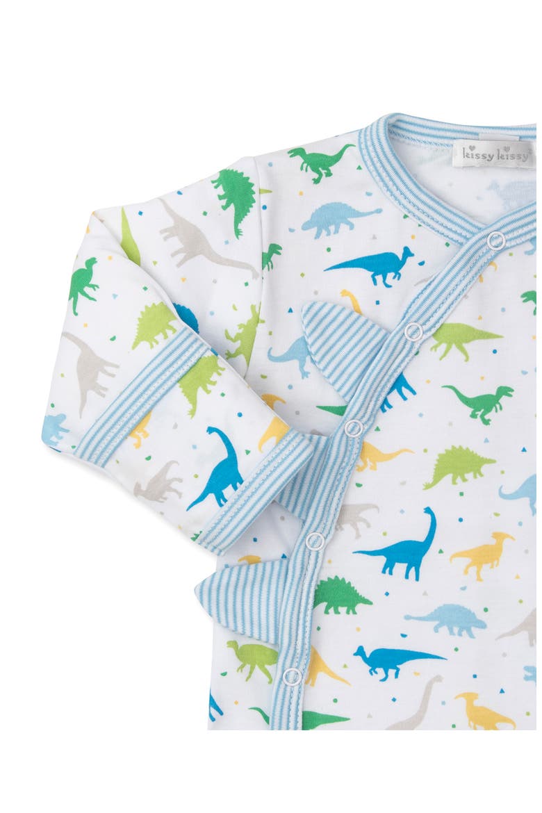 Dinosaur Print Pima Cotton Footie, Alternate, color, BLUE MULTI