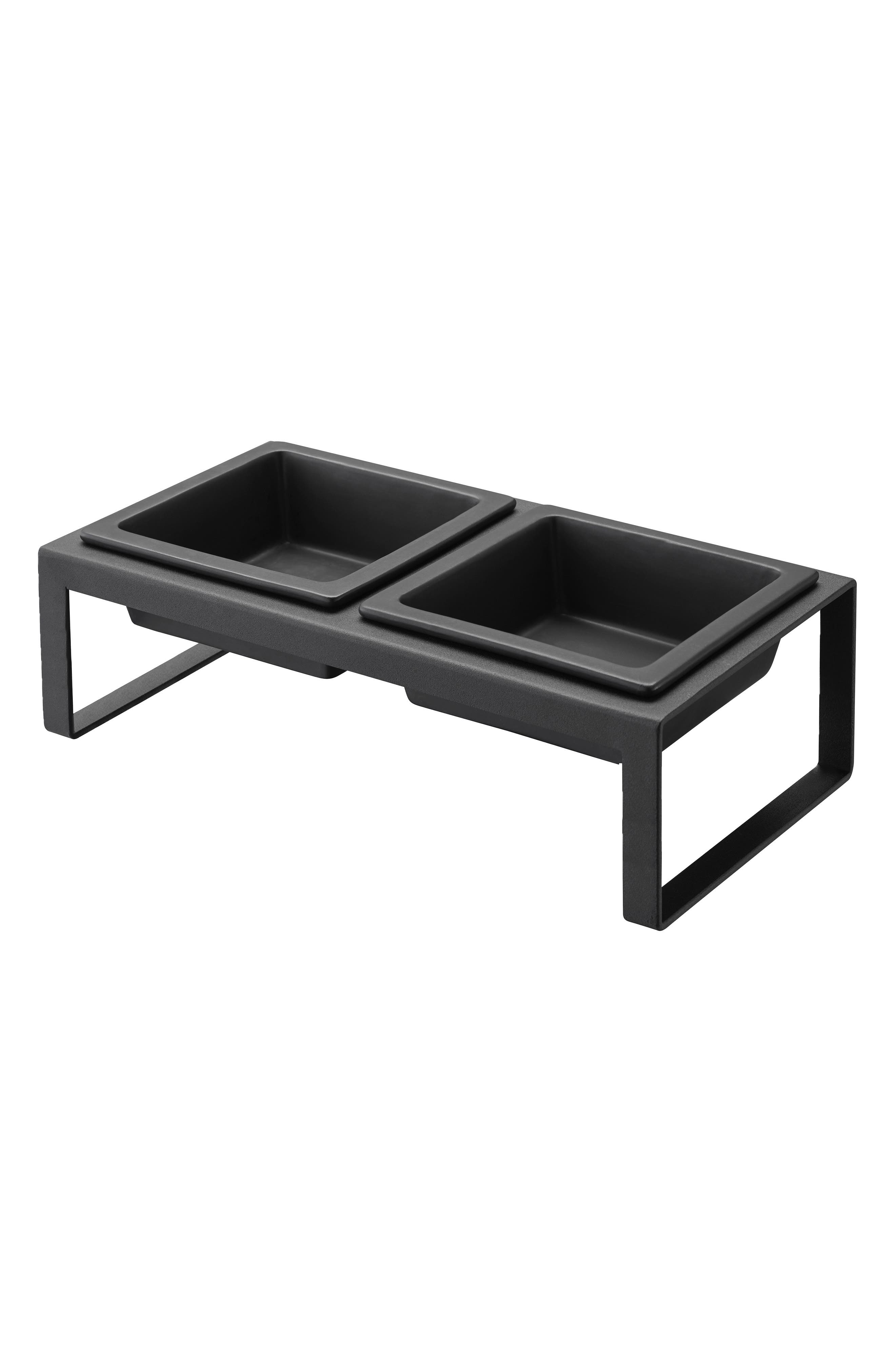 Yamazaki Pet Food Bowls & Stand in Black 