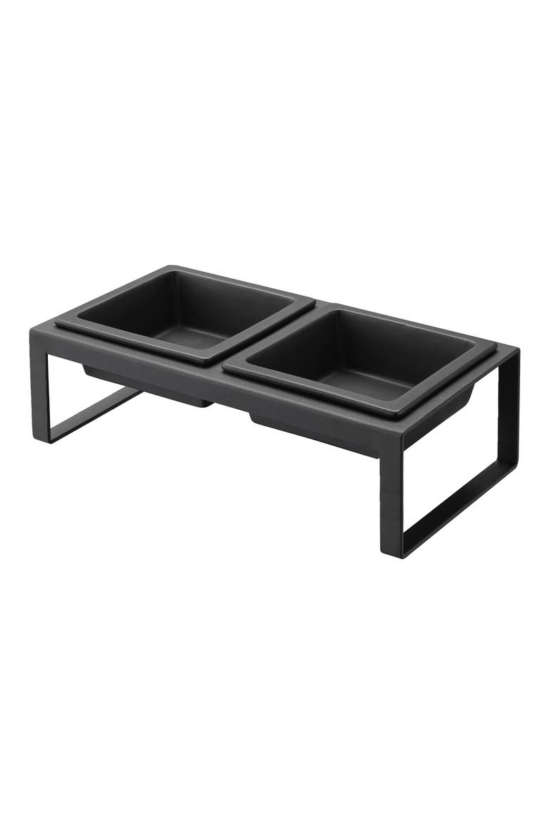Pet Food Bowls & Stand, Main, color, BLACK