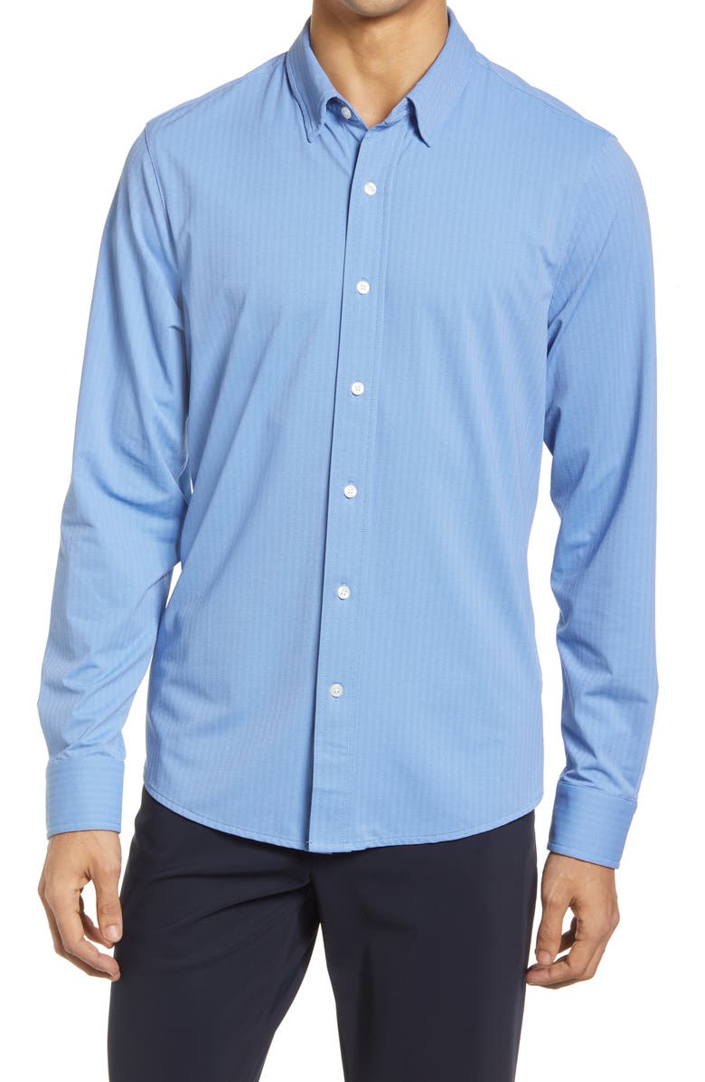 Rhone Commuter Herringbone Button-Up Shirt, Main, color, 