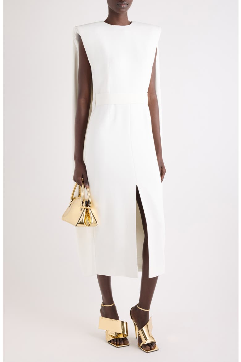 Crepe Cady Cape Dress, Alternate, color, IVORY
