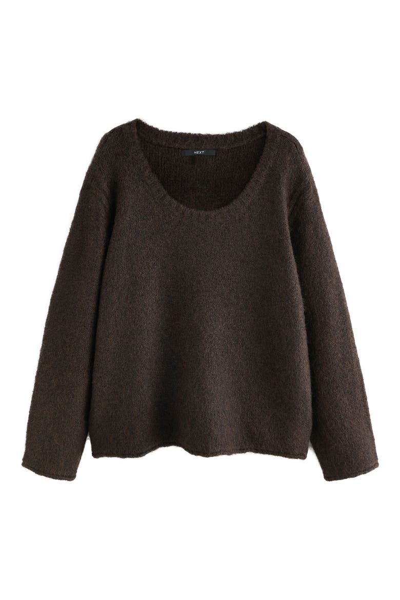 Scoop Neck Sweater, Alternate, color, BROWN