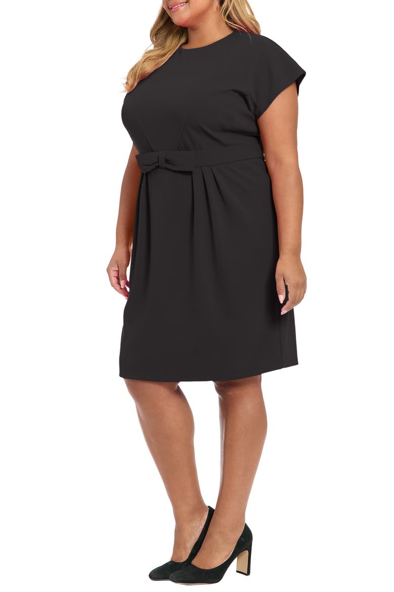 Short Sleeve Bow Waist Sheath Dress, Alternate, color, BLACK