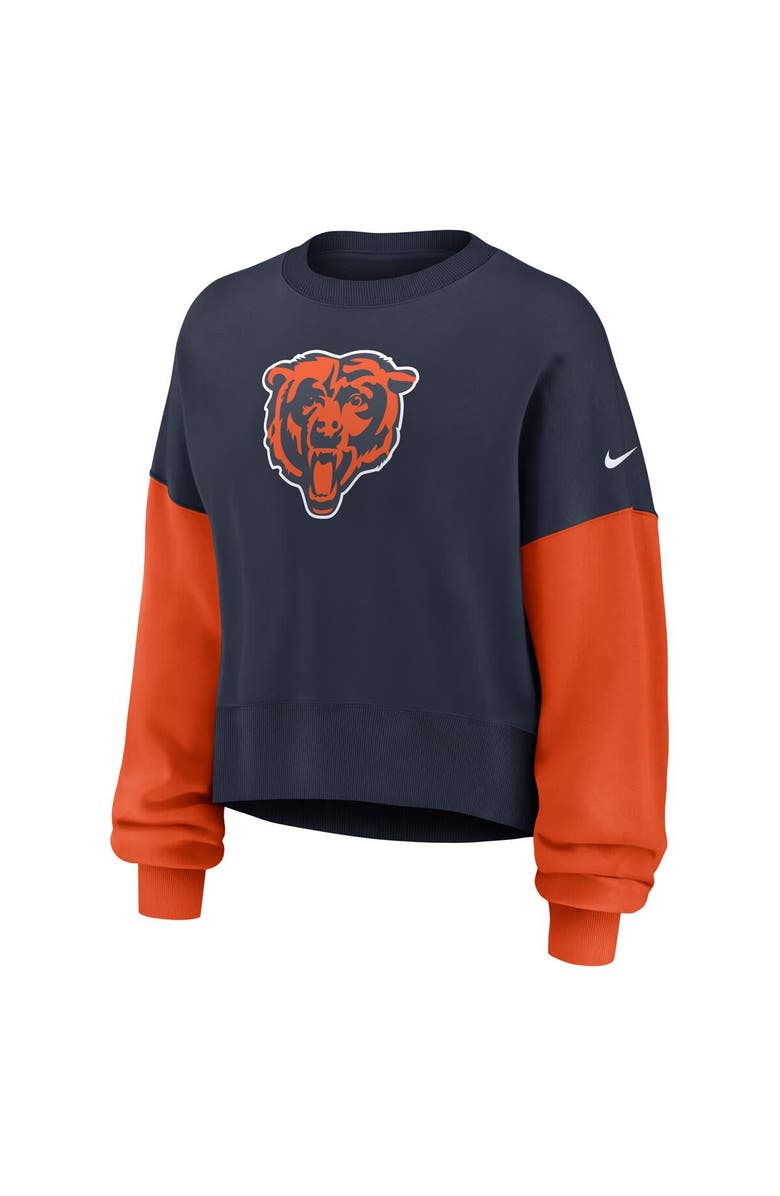 Nike Women's Nike Navy Chicago Bears Oversized Color-Block Pullover Sweatshirt, Alternate, color, Navy