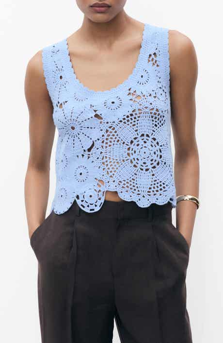 MANGO Floral Crochet Top