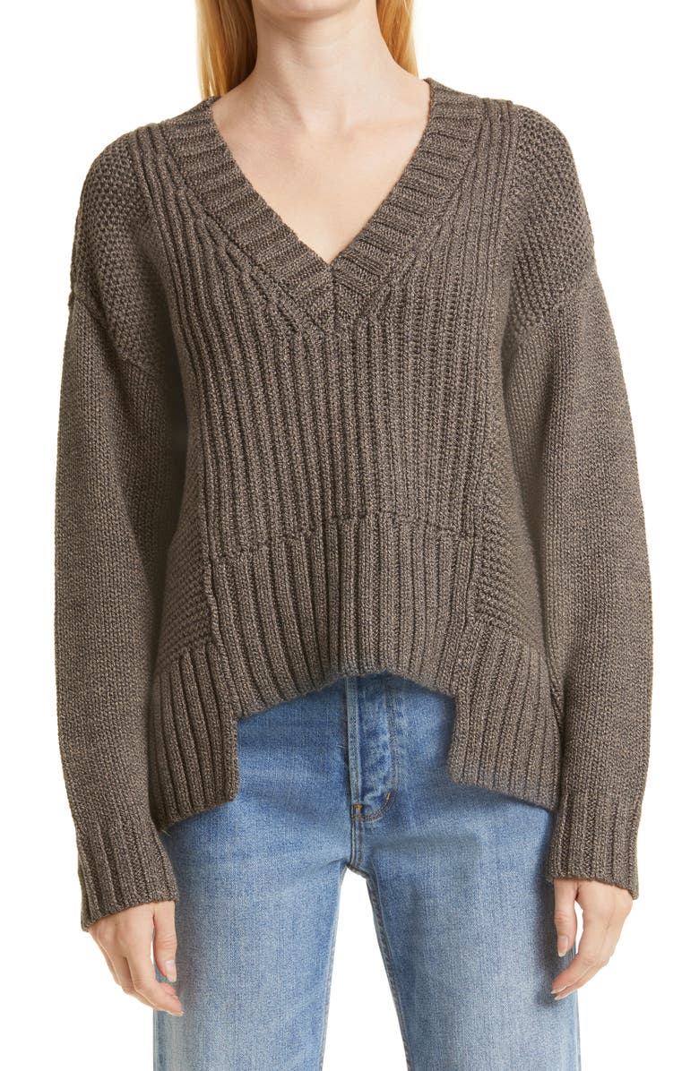 Pistola Drea Rib V-Neck Cotton Blend Sweater, Main, color,