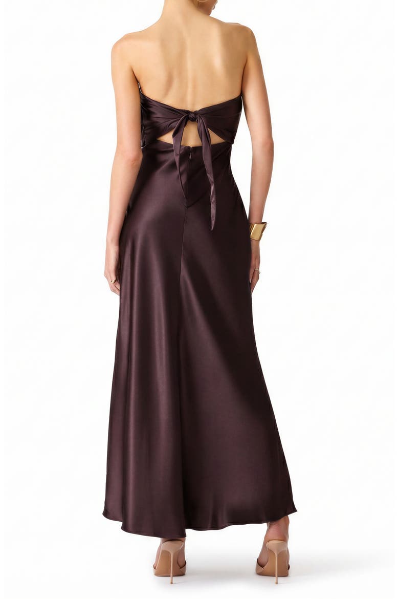 Elaia Satin Tie Back Strapless Dress, Alternate, color, DEEP FIG