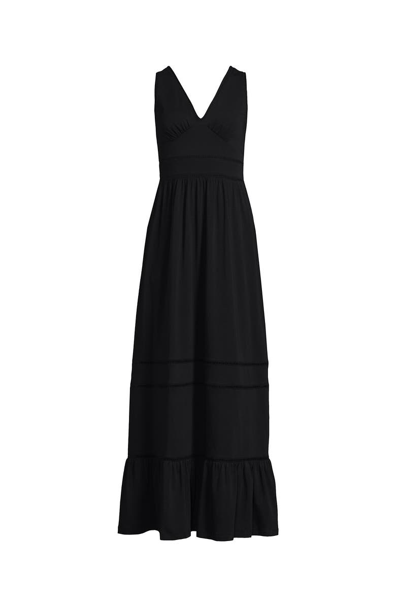 Lands' End Cotton Modal Embellished Trim Maxi Dress, Alternate, color, 