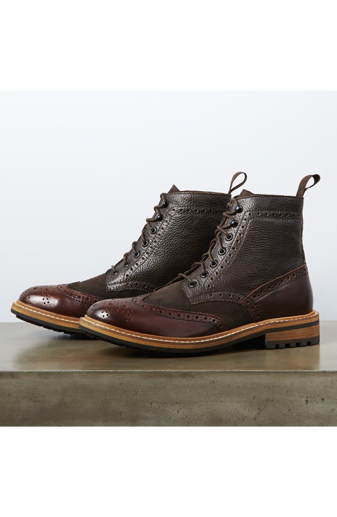 'Aberdeen' Wingtip Boot, Alternate, color, BLACK