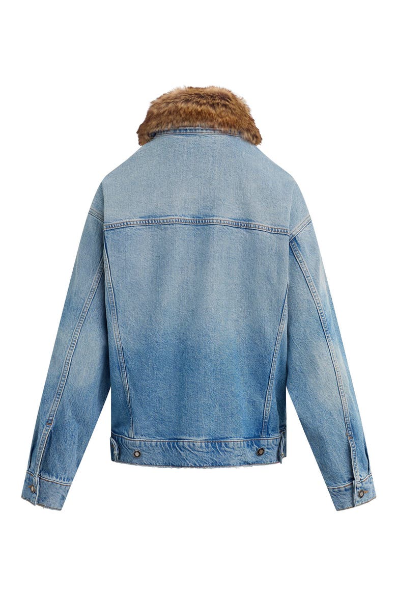 The Oversized Bowery Faux Fur Collar Jacket, Alternate, color, GENEVA