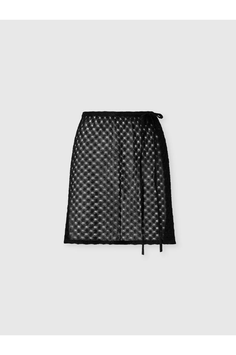 Mini Pareo Skirt In Lamé Viscose With Raschel Workmanship, Main, color, Black