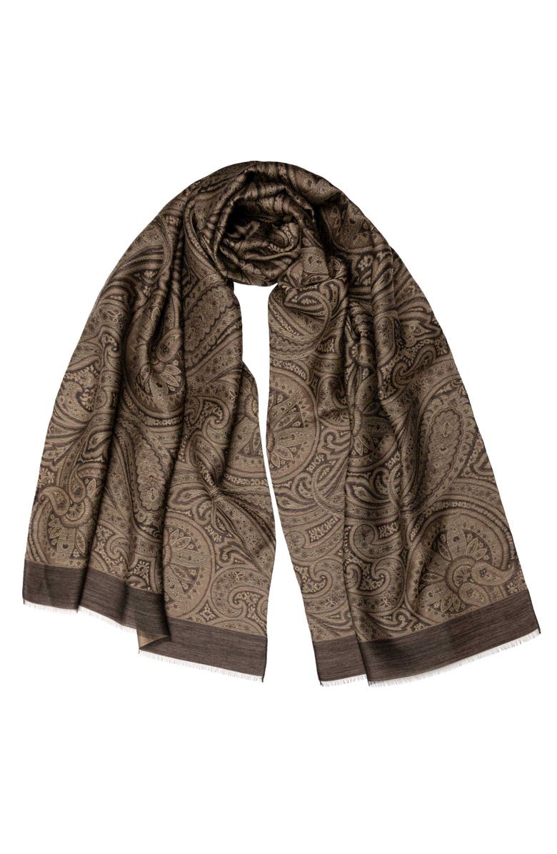 Elizabetta Leone - Wool Silk Scarf for Men, Alternate, color, Oak Brown