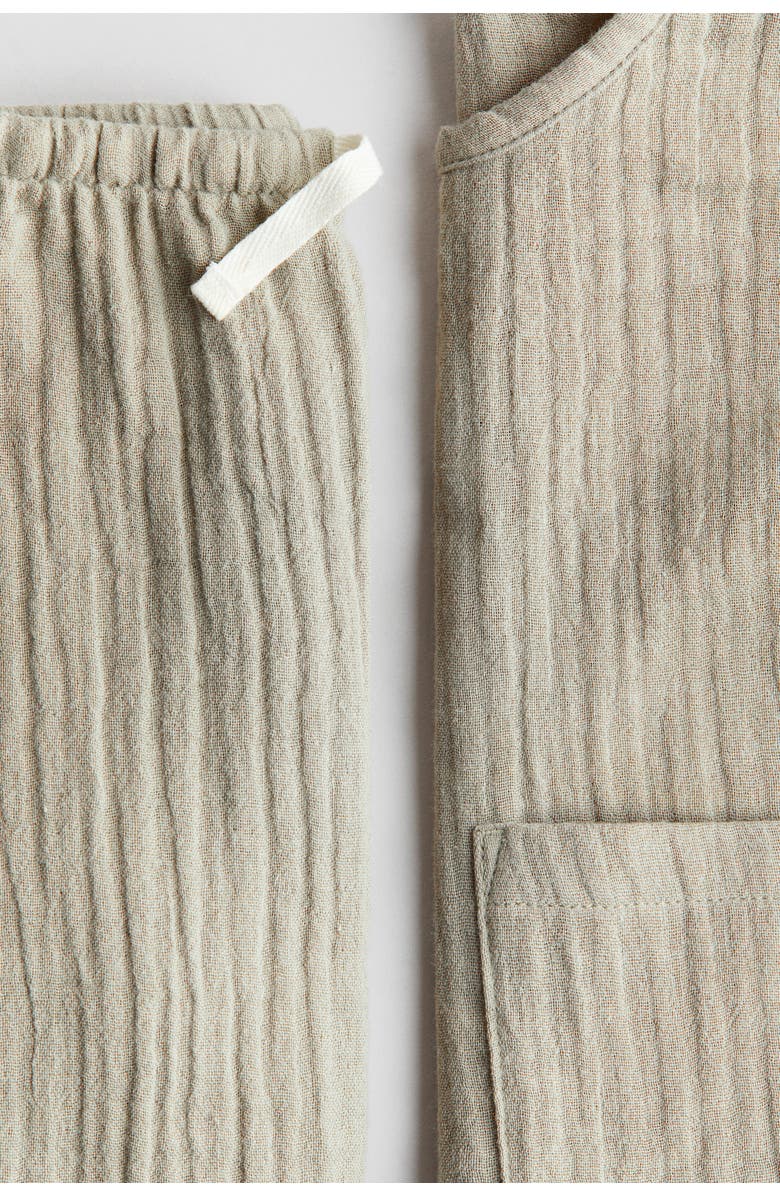 H&M 2-piece Cotton Muslin Set, Alternate, color, Khaki Green