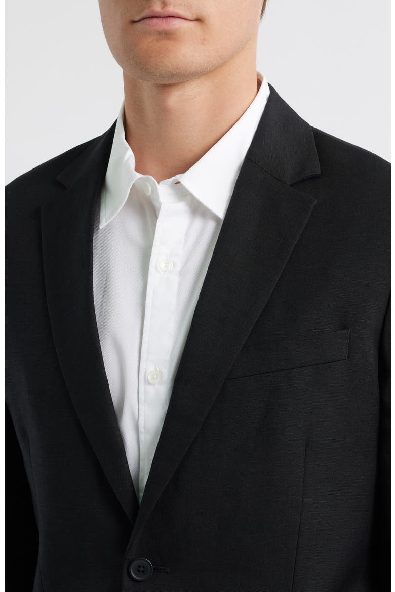 Slim Fit Solid Linen Blend Sport Coat, Alternate, color, BLACK CAVIAR