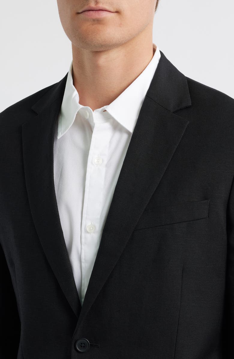Open Edit Slim Fit Solid Linen Blend Sport Coat, Alternate, color, Black Caviar