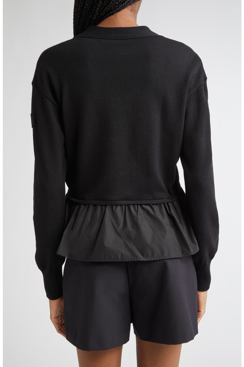 Flounce Hem Cardigan, Alternate, color, BLACK