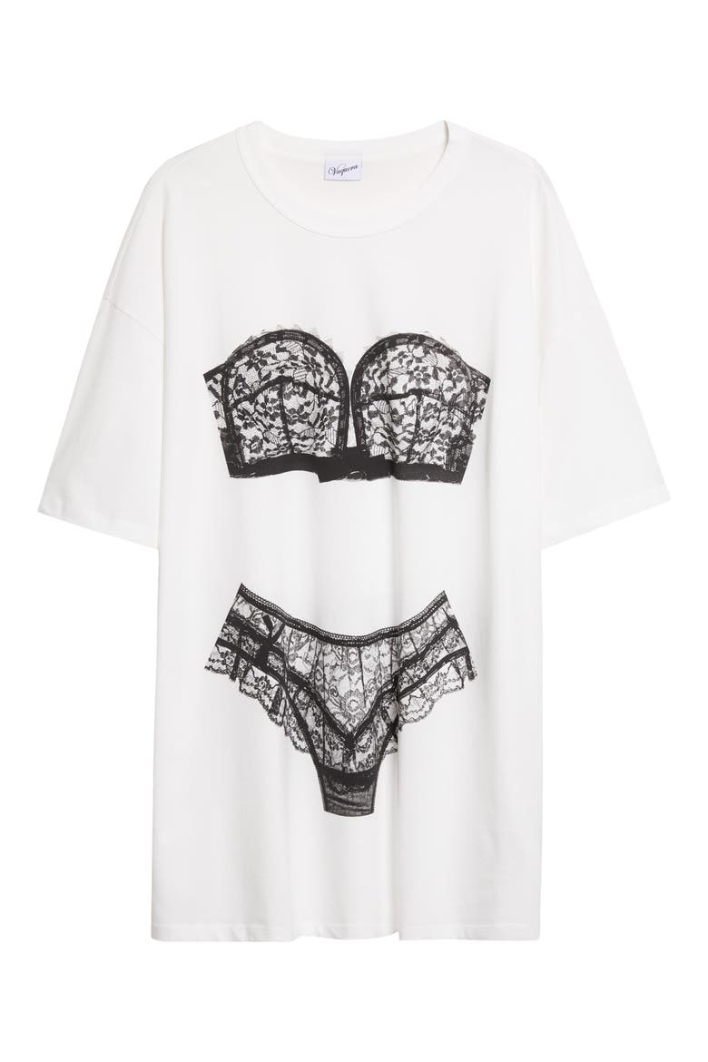 Trompe l'Oeil Lingerie Oversize T-Shirt (Women) | Nordstrom