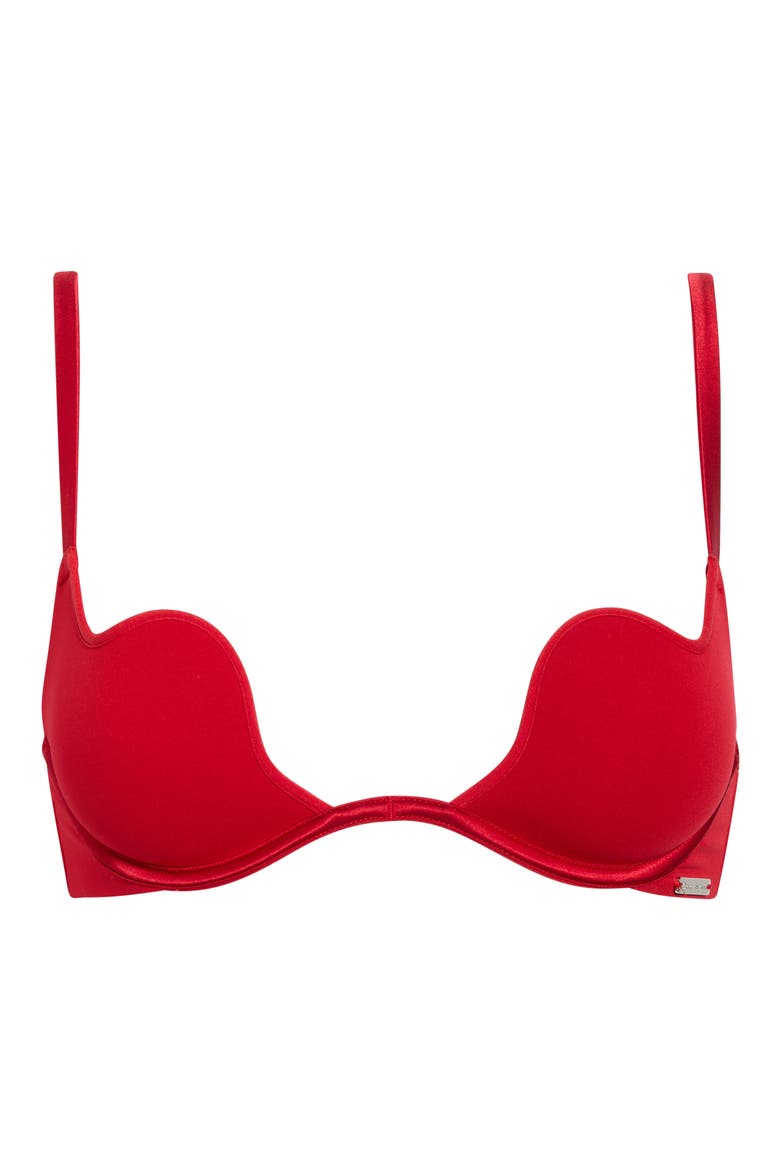 Le Stretch U-Neck Underwire Plunge Bra, Alternate, color, ROUGE