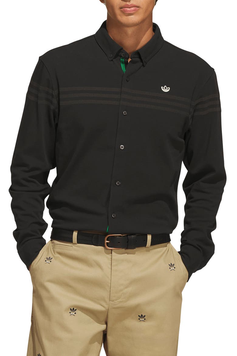 Originals Twistknit Long Sleeve Button Up Shirt, Main, color, BLACK