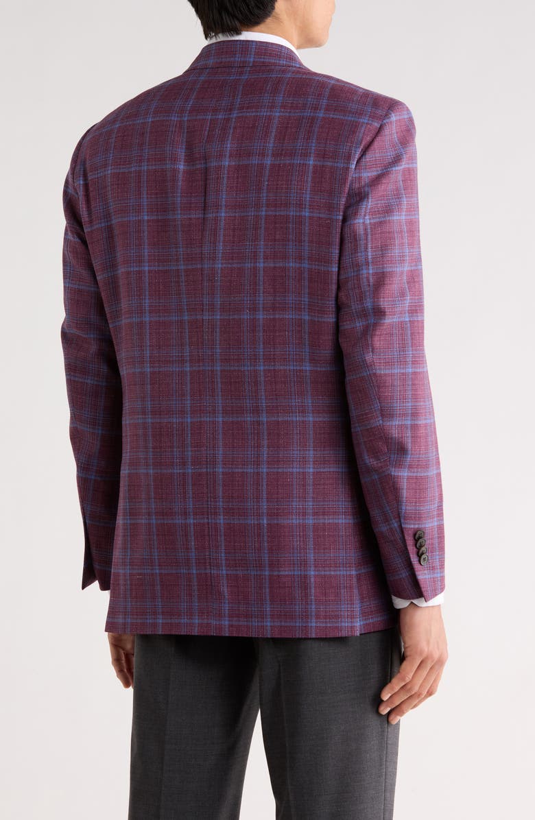 Peter Millar Mauve Plaid Wool Blend Sport Coat, Alternate, color, Purple